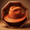 Fedora Outlier LLC logo: an orange fedora hat in a geometric frame